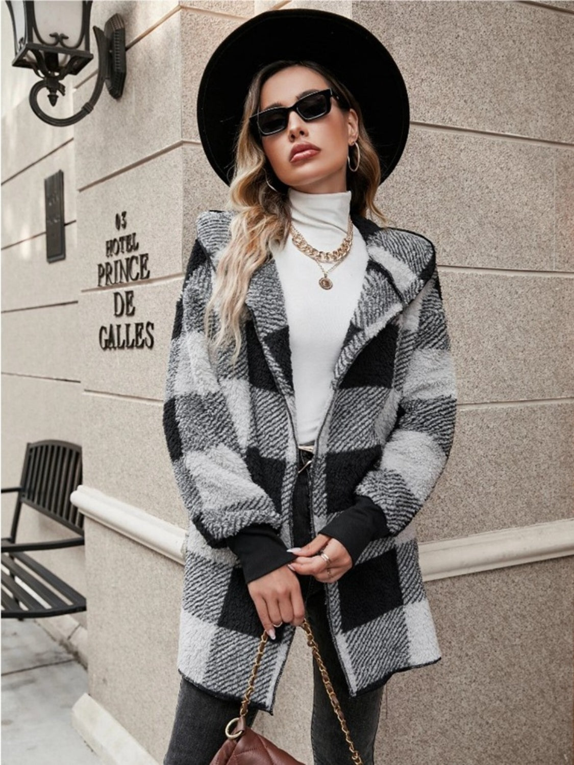 Plaid Hooded Light-Weight Coat