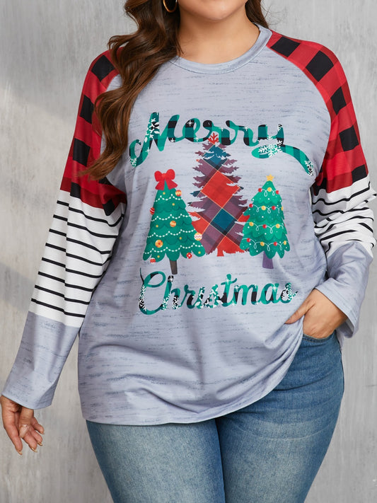 Plus Size Christmas Tree Long Sleeve T-Shirt