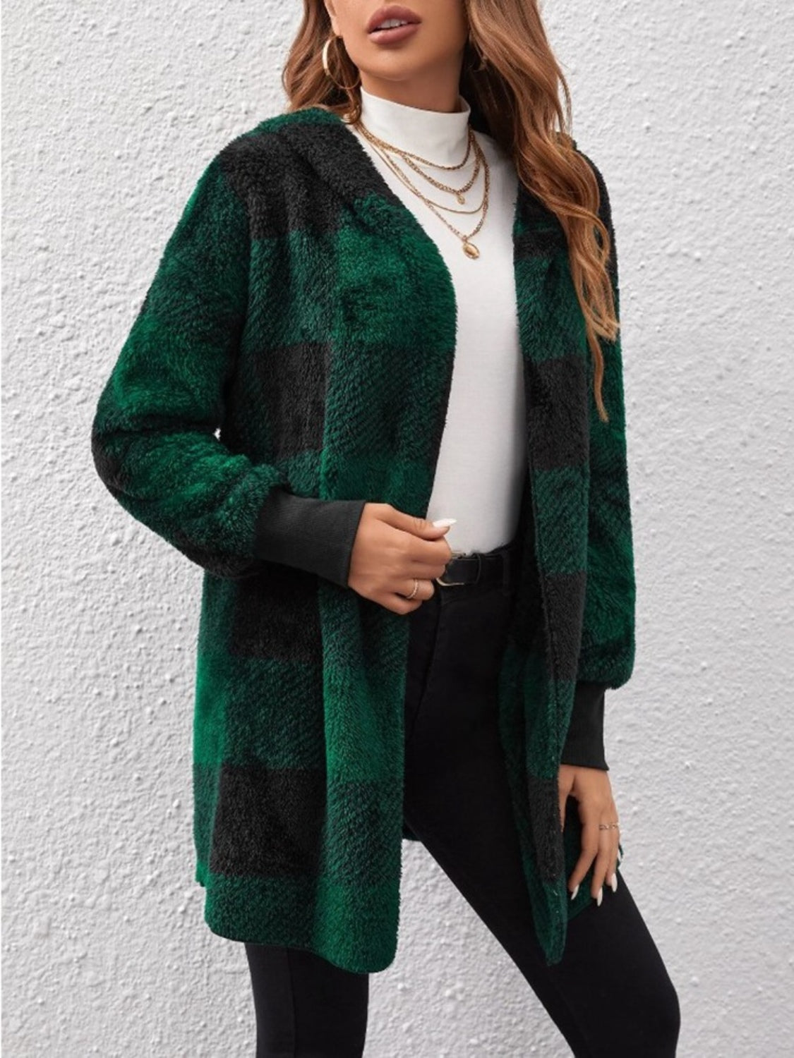 Plaid Hooded Light-Weight Coat