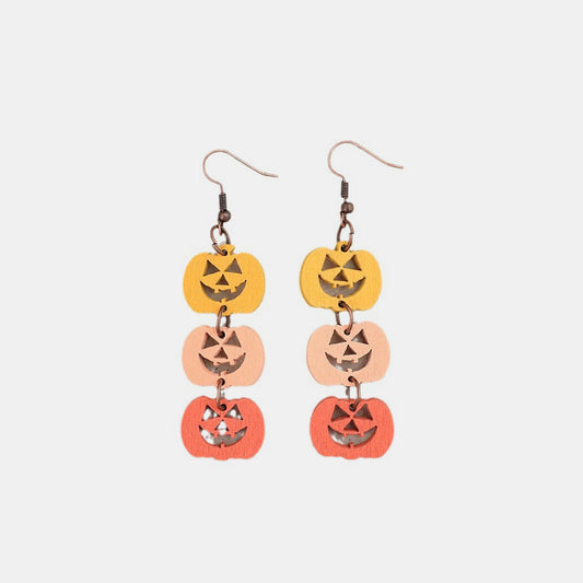 Wooden Pumpkin Dangle Earrings