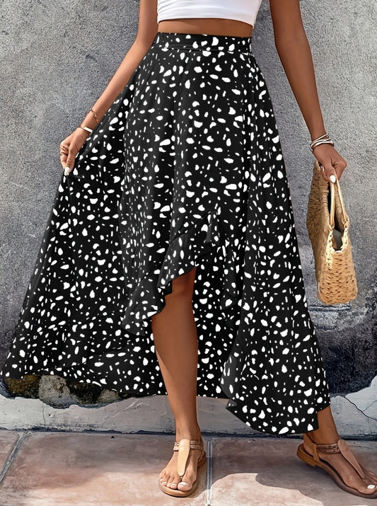 High and Low Length: Printed Skirt