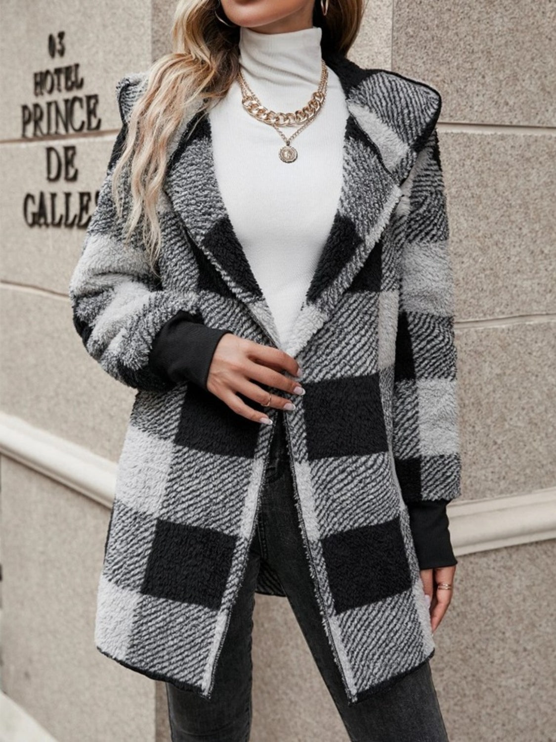 Plaid Hooded Light-Weight Coat