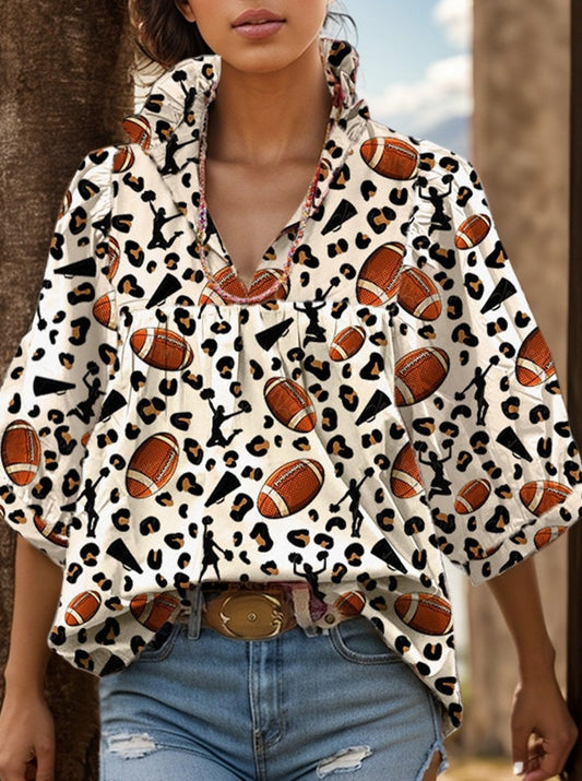 Football Frenzy: Ready For The Game Half Sleeve Blouse Plus Other Print Options