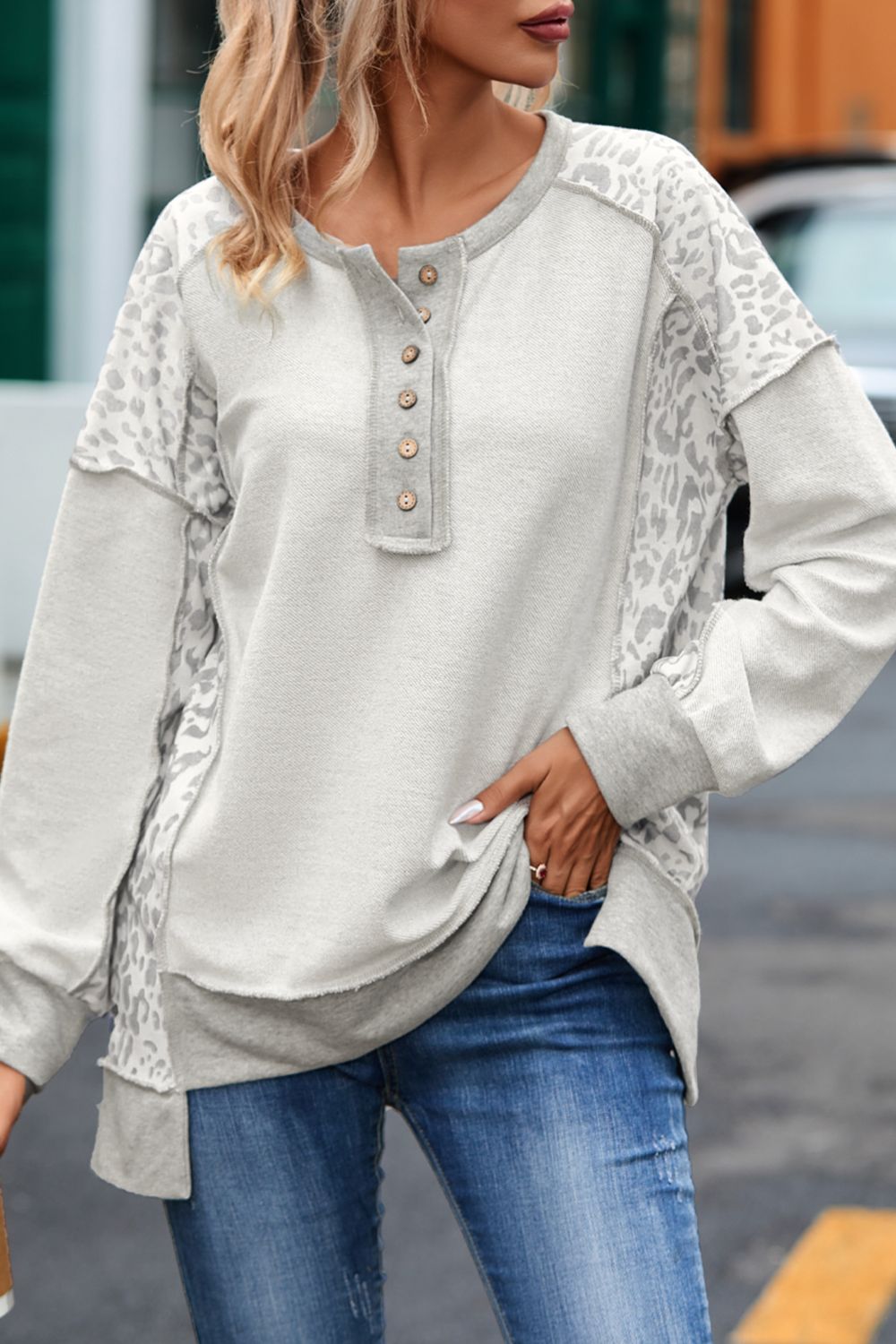 Exposed Seams Long Sleeve Sweatshirt