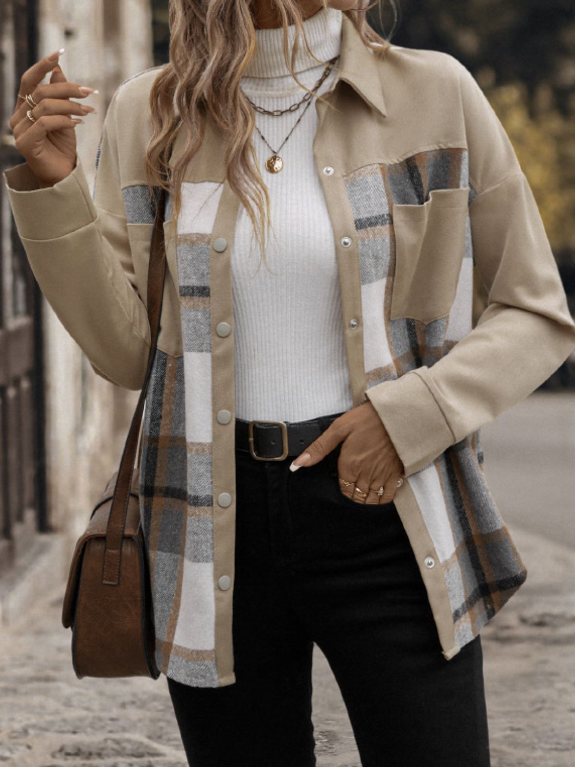 Perfectly Plaid Shacket With Snap Down