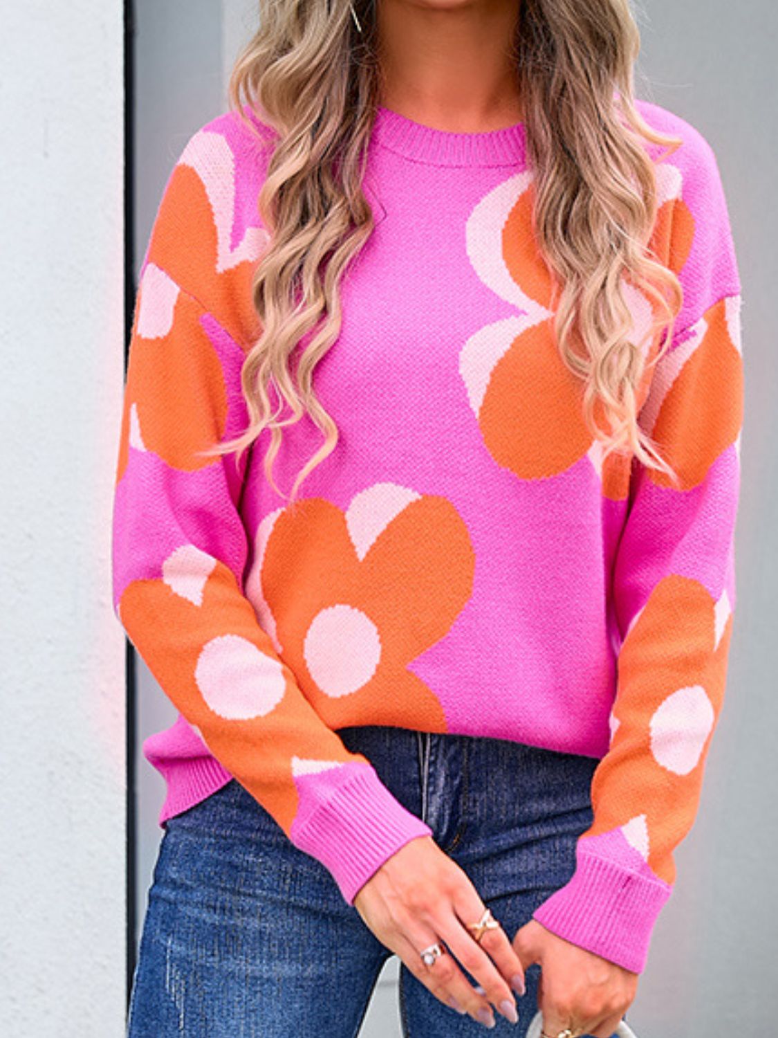 Big Blooms:  Long Sleeve Sweater