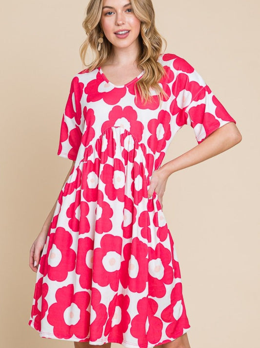 Bright and Fun Flower Print Dress