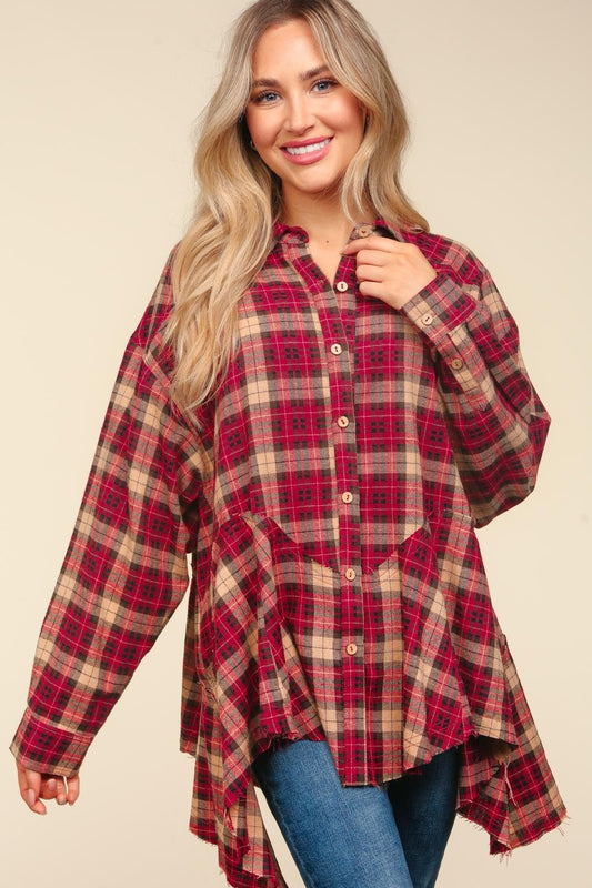 Plaid Button-Down Tunic/Shirt