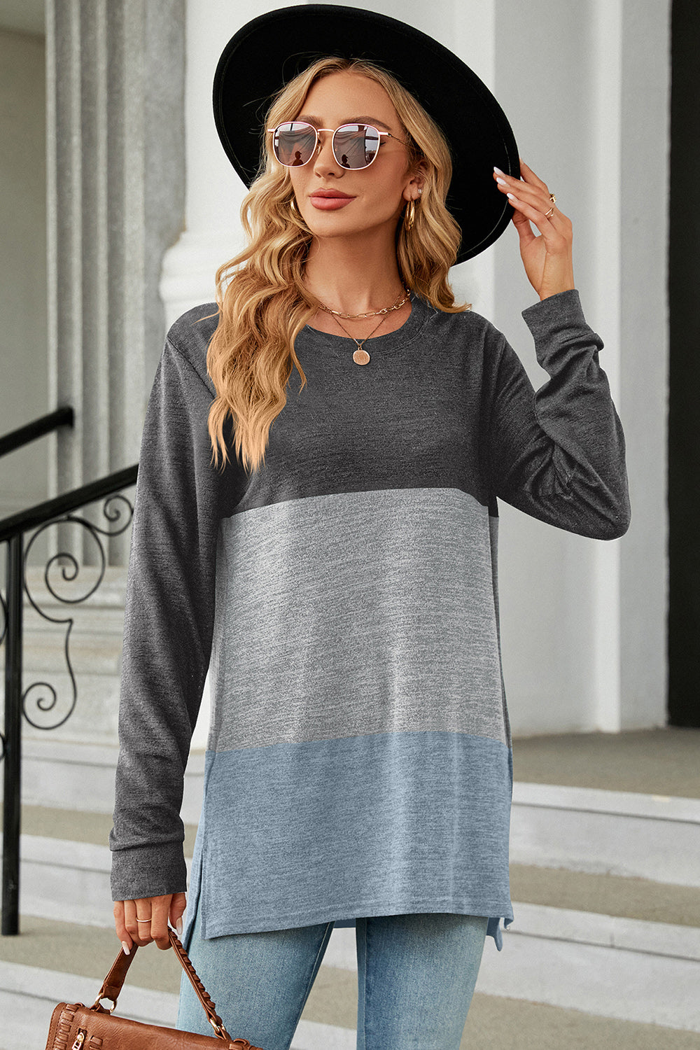 Multi-Color Round Neck Long Sleeve T-Shirt, Several Color Choices