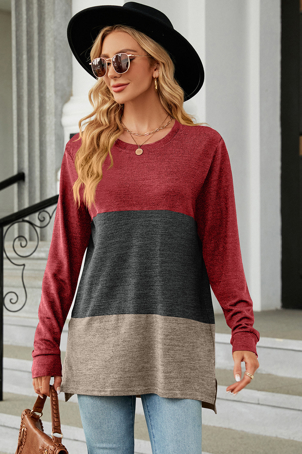 Multi-Color Round Neck Long Sleeve T-Shirt, Several Color Choices