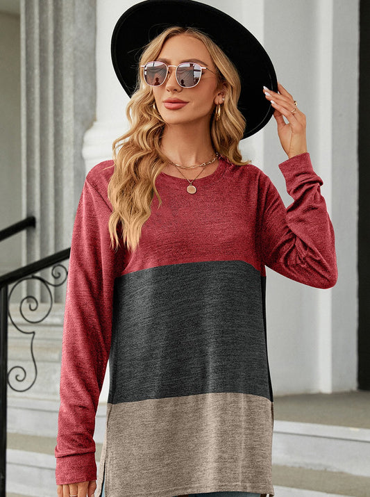 Multi-Color Round Neck Long Sleeve T-Shirt, Several Color Choices