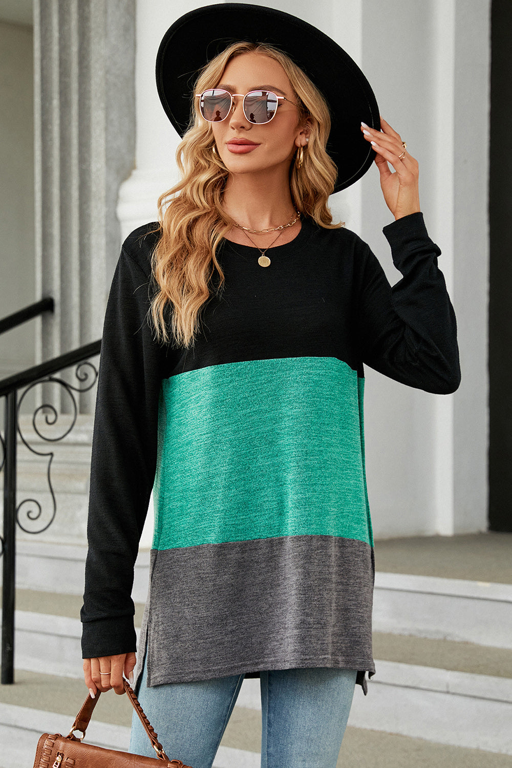 Multi-Color Round Neck Long Sleeve T-Shirt, Several Color Choices